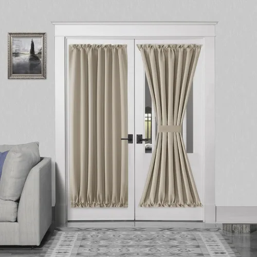 Miniatura 199 de DWCN Cortinas para puerta francesa: cortina térmica con bolsillo para barra para puertas con ventana de vidrio, puertas de cocina y patio