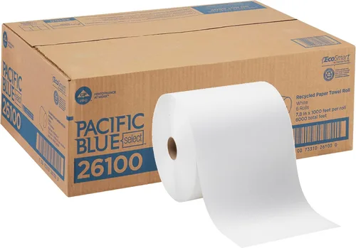 Miniatura 13 de Georgia-Pacific Blue Basic - Rollos de toallas de papel reciclado de PRO, color blanco, 26601, 800 pies por rollo, 6 rollos por caja