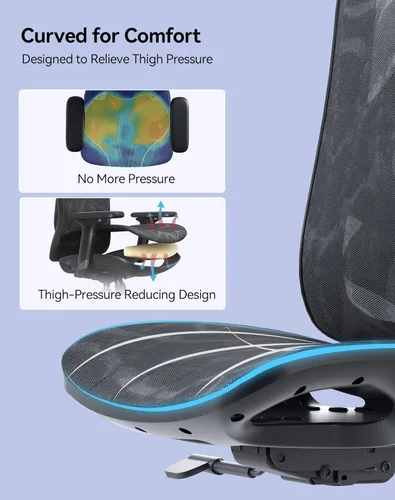 Miniatura 11 de SIHOO M57 Silla de oficina ergonómica de malla, silla de escritorio con respaldo alto para el hogar con reposabrazos 3D, soporte lumbar y Gris