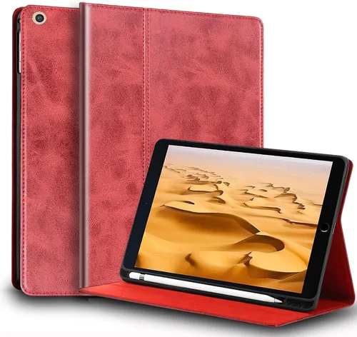 Miniatura 20 de Funda para iPad de 10.2 pulgadas, 9ª/8ª/7ª generación 2021/2020/2019, piel auténtica, función de encendido y apagado automático. Negro clásico