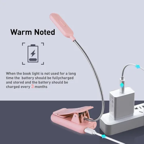 Miniatura 6 de VAVOFO Luz de libro recargable, bloqueo de luz azul, luz de lectura ámbar de 1600 K, luz de lectura con clip de 1600 K, cuidado de los ojos, 7 LED