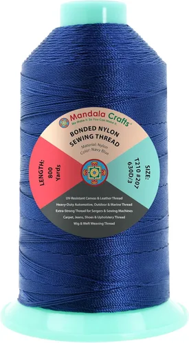 Miniatura 63 de Mandala Crafts - Hilo de nailon para coser cuero, tapicería, mezclilla y para trenzar el pelo; resistente, 1500 yardas, tamaño 69 T70 Marrón