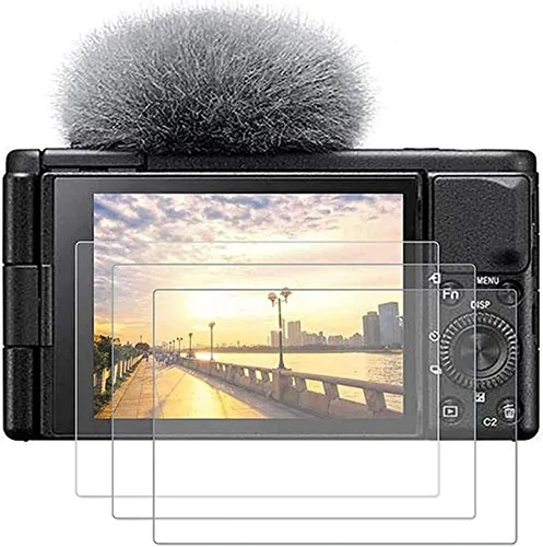 PCTC Paquete de 3 protectores de pantalla de vidrio templado compatibles con Sony ZV-E10 ZV-1 ZV-1M2 ZV1M2 ZVE10 ZV1 ZV-1F ZV1F, cubierta de vidrio