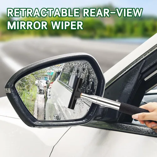 Miniatura 2 de Escobilla para espejo lateral de automóvil, limpiador telescópico retráctil, herramienta de limpieza antivaho y agua para clima lluvioso y brumoso