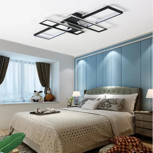 SMG Moderna lámpara de techo LED para dormitorio, lámpara LED regulable de 35 pulgadas, lámpara de techo de diseño cuadrado de montaje empotrado