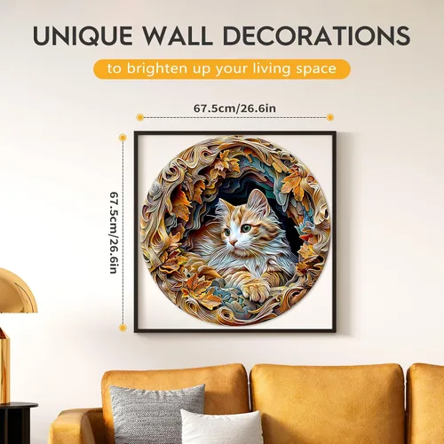 Miniatura 2 de masseruon Rompecabezas para adultos de 1000 piezas, rompecabezas de gato, 26.6 x 26.6 pulgadas, rompecabezas redondos con acabado mate HD