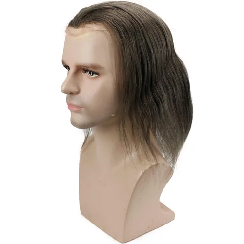 Pelo largo de 12 pulgadas para hombre, extensiones de pelo de 10 x 8 pulgadas para hombres, sistema de reemplazo de cabello humano virgen 100%