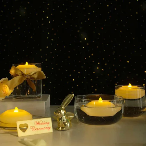 Miniatura 4 de Velas flotantes LED de más de 120 horas para centros de mesa, paquete de 12 velas de té parpadeantes blancas cálidas que funcionan con pilas, Blanco