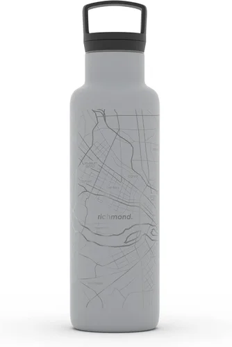 Miniatura 114 de Well Told Botella de agua aislada con mapa de Washington DC grabado, botella de acero inoxidable grabada (21 onzas, blanco) botella aislada de mapa