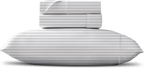 Miniatura 64 de TEXAS LINEN CO. Juego de sábanas de algodón egipcio Split King - 600 número de hilos, 5 piezas, sábanas blancas para cama ajustable, fibra 19: Raya
