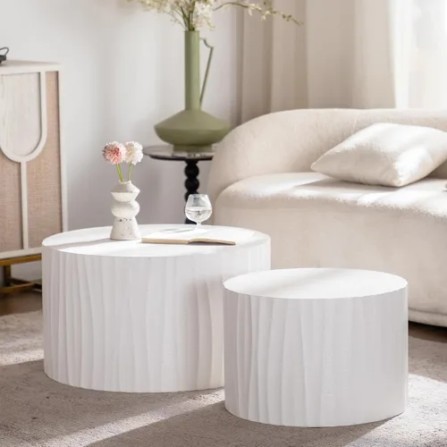 Miniatura 22 de KEVINSPACE Mesa auxiliar redonda pequeña para sala de estar, mesa auxiliar circular de madera, mesita de noche para apartamento, dormitorio, Ø 23.4