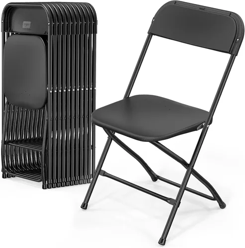 Miniatura 22 de VINGLI Paquete de 8 sillas plegables de plástico blanco, asiento comercial apilable portátil para interiores y exteriores, con marco de acero