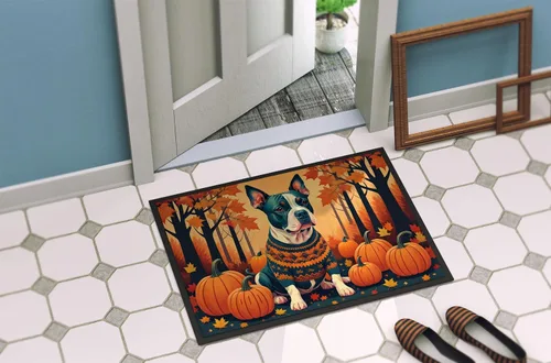 Miniatura 4 de Caroline's Treasures DAC1007MAT Pit Bull Terrier - Tapete de otoño de 18 x 27 pulgadas, para interiores y exteriores, para entrada, antideslizante