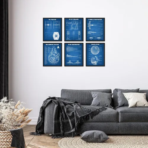 Miniatura 2 de BigWig Prints Planos de Star Wars - Póster de Star Wars, decoración de pared de Starwars, pósteres de Starwars para paredes, estrella de la muerte