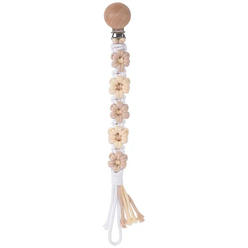 Miniatura 10 de Clip para chupete para niños y niñas, diseño de margaritas florales, macramé, clip para chupete, correa bohemia de madera hecha a mano de algodón