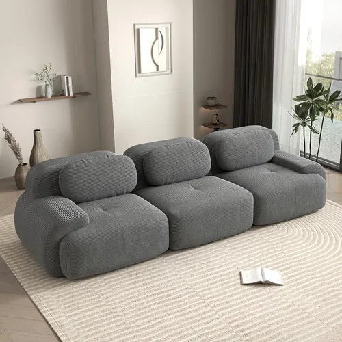 Miniatura 19 de Sofá biplaza moderno de 80 pulgadas para sala de estar, sofá de pana en forma de nube con asiento profundo, sofá modular negro, sofás de dos plazas