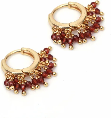 Gempires Aretes de Cuentas de Piedras Preciosas Naturales de Cristal Ligeros Elegantes Hechos a Mano Joyería Hipoalergénica Chapada en Oro Diseño