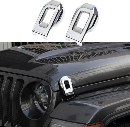 Miniatura 14 de RT-TCZ Cubierta de pestillo de capó, soportes exteriores de bloqueo de capó, accesorios de decoración de ABS para Jeep Wrangler JL JLU y Gladiator
