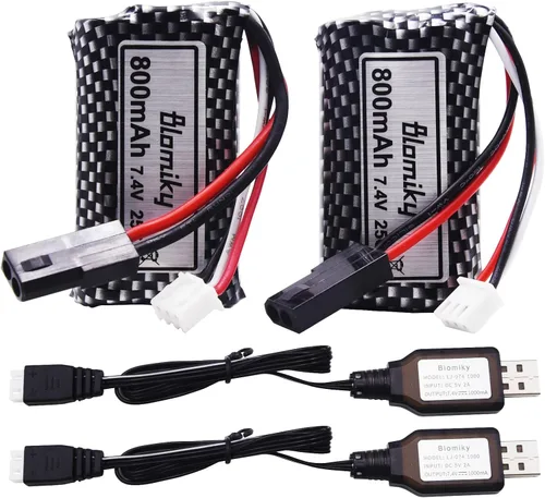 Blomiky Paquete de 2 baterías recargables de iones de litio de 7.4 V 800 mAh con enchufe 5500 de repuesto para XLH 9135 9136 9137 9138 9145 9130 RC
