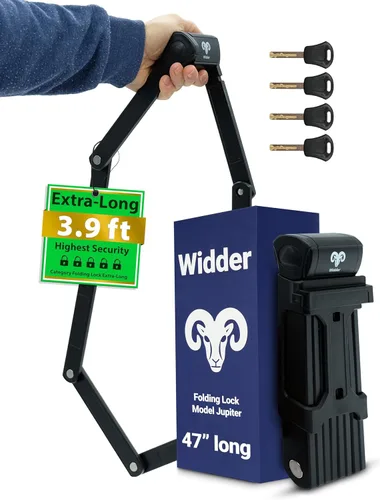 Cerradura plegable de seguridad muy larga de 47 pulgadas – Cerradura plegable para bicicleta con 4 llaves y soporte de montaje en marco, sin