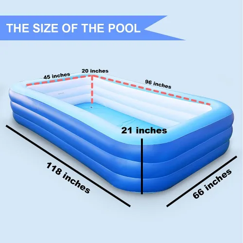 Miniatura 5 de Piscinas inflables, piscina inflable de tamaño completo de 118 x 66 x 21 pulgadas para niños y adultos, piscina familiar duradera, piscina infantil