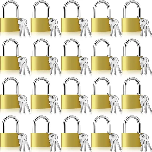 Miniatura 73 de Yaocom 24 piezas de candado con llave de latón sólido, pequeño candado amarillo para gimnasio, candado fuerte con la misma llave para equipaje