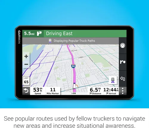 Miniatura 5 de Garmin dezl OTR800, navegador GPS para camiones de 8 pulgadas, pantalla táctil de fácil lectura, enrutamiento personalizado para camiones y guía