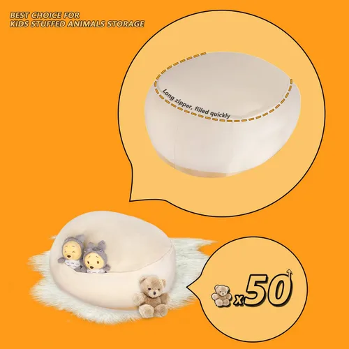 Miniatura 7 de Funda de puf de almacenamiento de animales de peluche para niños, silla de puf de perro amarillo Shiba Inu para niñas, organizador de juguetes