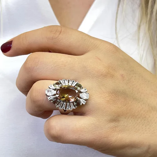 Miniatura 3 de Anillo de mujer de plata de piedra zultanita 925K - Exquisitas joyas de piedras preciosas para la venta - Anillo de plata sultanita - Diásporo turco