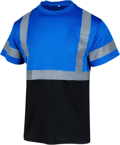 Miniatura 9 de VENDACE Camiseta de seguridad de alta visibilidad Clase 2 para hombre, camisa de manga corta reflectante ANSI con parte inferior negra (negro, M)