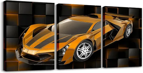 Miniatura 41 de Feelyou Cuadro azul de carreras para pared, 12 x 16 pulgadas, 3 piezas de autos deportivos de velocidad, lienzo para decoración de pared, diseño
