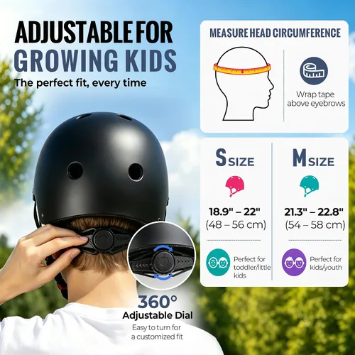 Miniatura 6 de Casco de bicicleta para niños, casco para niños y niñas de 1-3/2-4/3-5/5-8/8-14 años, ajuste ajustable y ligero, seguridad multideportiva