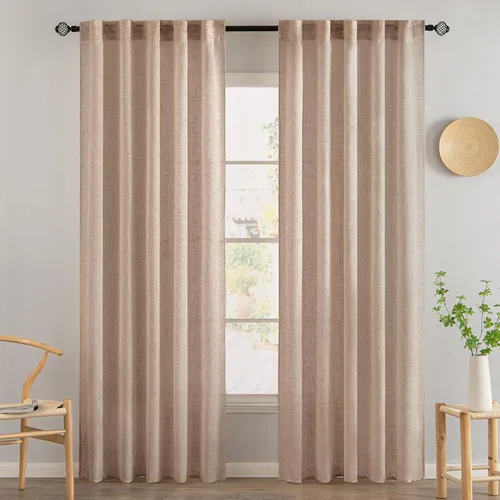 Miniatura 88 de MIULEE Cortinas de lino blanco de 108 pulgadas de largo para dormitorio, sala de estar, cortinas de ventana con textura de lino suave y grueso, Lino