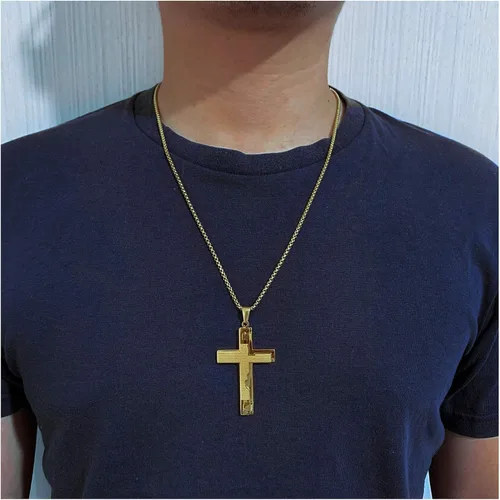 Miniatura 4 de EZUY GNAY Collar con colgante de cruz de acero inoxidable de oración del Señor cadena de cruz de religión regalo inspirador para hombres y mujeres