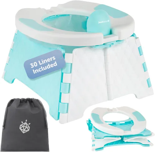 Miniatura 9 de Jool Baby Silla portátil de entrenamiento para ir al baño con bolsa de viaje y 30 forros, plegable, para uso en interiores y exteriores, camping