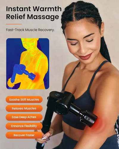 Miniatura 4 de NAPRE Pistola de masaje con calor y cabeza fría, masajeador de espalda de percusión de tejido profundo para alivio del dolor muscular/cuello/cuerpo