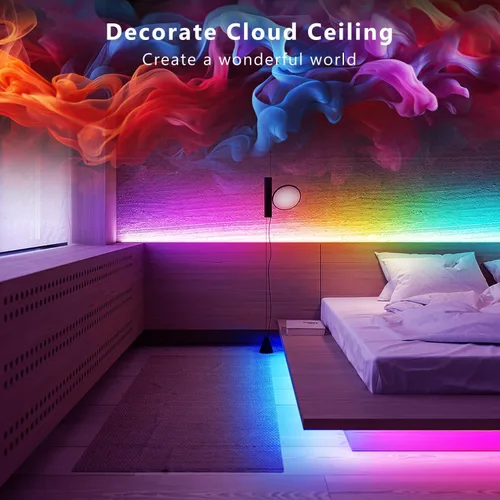 Miniatura 8 de GUPUP Tira de luces LED COB RGB Smart IC de 16.4 pies, tira de luz de persecución de color direccionable, 24 V 2880 LED, kit de iluminación de cinta