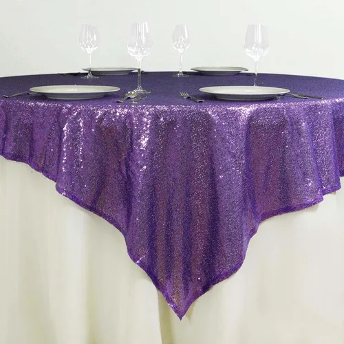 Miniatura 9 de Efavormart - Mantel cuadrado de lentejuelas de lujo de 72 x 72 pulgadas, mantel cuadrado champán para bodas, fiestas, eventos, banquetes