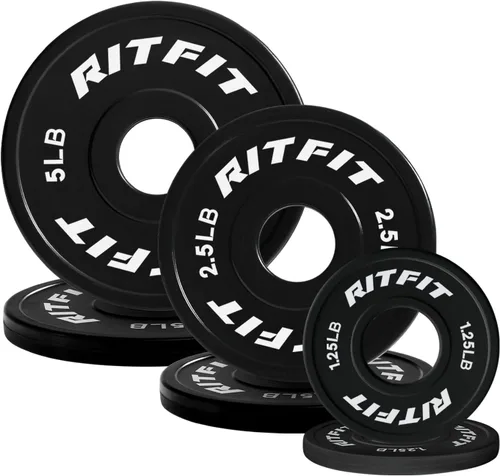 Miniatura 10 de RitFit Fractional Rubber Weight Plates, Colored Bumper Plates for Starting Strength and Progressive Overload Training, Pair and Sets