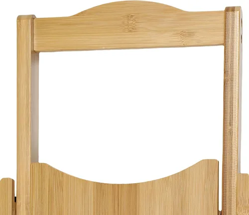 Miniatura 8 de Taburete de bar plegable de bambú con respaldo y reposapiés, sillas de bar portátiles para el hogar, isla de cocina, desayuno, sin montaje