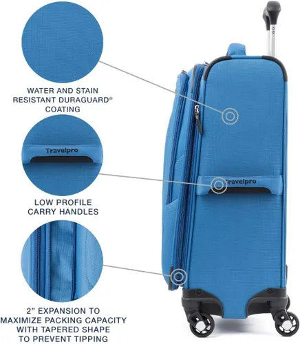 Miniatura 78 de Travelpro Maxlite 5 - Juego de 2 piezas de equipaje de mano de tela, expandibles con 4 ruedas giratorias, bolso blando para debajo del asiento, Negro