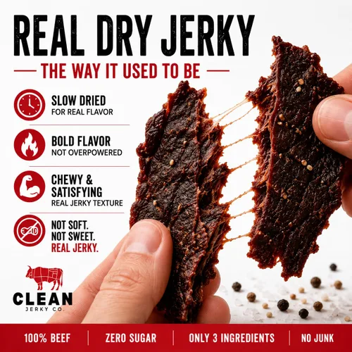 Miniatura 3 de Clean Jerky Co. Cecina seca de estilo antiguo sin azúcar Sal y pimienta – Bocadillos sabrosos con alto contenido en proteínas Snacks saludables
