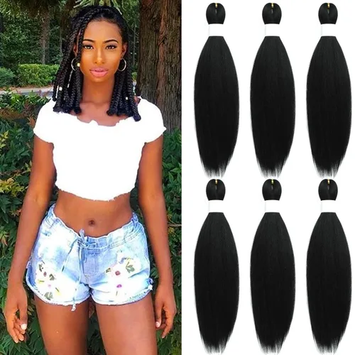 Miniatura 12 de Black Braiding Hair Pre Stretched 16 Inch Black Hair Extensions For Braiding Hypoallergenic Pre-stretched Braiding Hair Natural Knotless Crochet