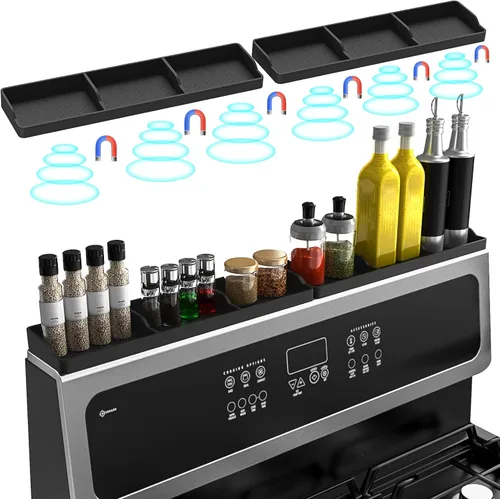 Foeacry Estante de silicona para estufa de 30 pulgadas, estante superior magnético para utensilios de cocina, suave, flexible, fuerte, magnético,