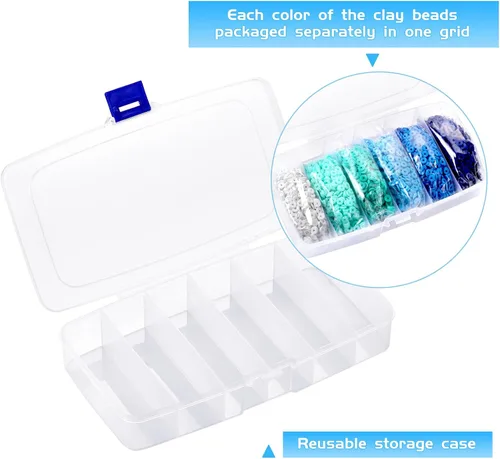 Miniatura 5 de 6000 piezas de cuentas de arcilla azul para hacer pulseras, cuentas Heishi de arcilla polimérica Funtopia, cuentas de disco planas redondas de 1.