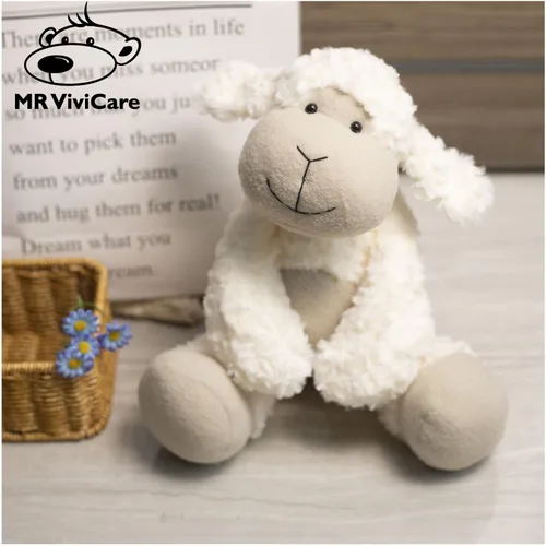 Miniatura 5 de Peluche de oveja abrazable de 17 pulgadas, color blanco y crema para niños y niñas, juguetes de peluche suaves y adorables para bebés recién