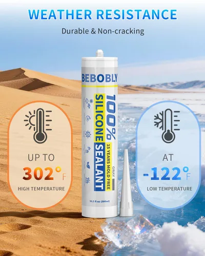 Miniatura 7 de Calafateo y sellador de silicona gris, sellador de silicona 100% impermeable, a prueba de contracción y grietas, calafateo de silicona para cocina