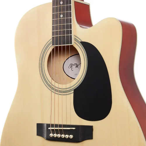 Miniatura 4 de Jameson Guitars - Guitarra eléctrica acústica de tamaño completo Thinline con funda y púas Natural para diestros