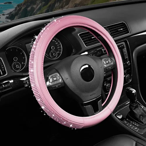 Miniatura 17 de Road Comforts Funda de Volante de Cuero – Negro y Morado, Ajuste Universal 14.5-15 Pulgadas, Cuero de Microfibra, Diseño Antideslizante y Púrpura