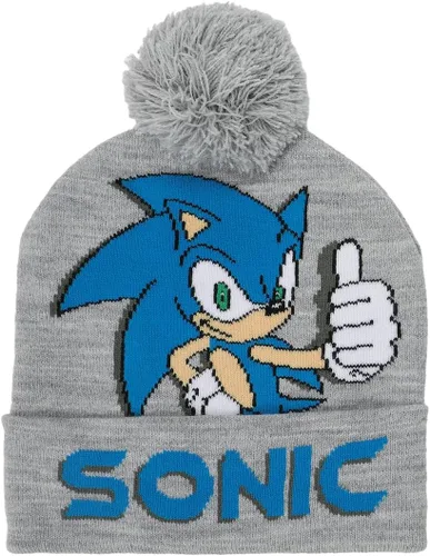 Miniatura 2 de Sonic the Hedgehog - Conjunto de gorro y guantes con puños juveniles, Gris